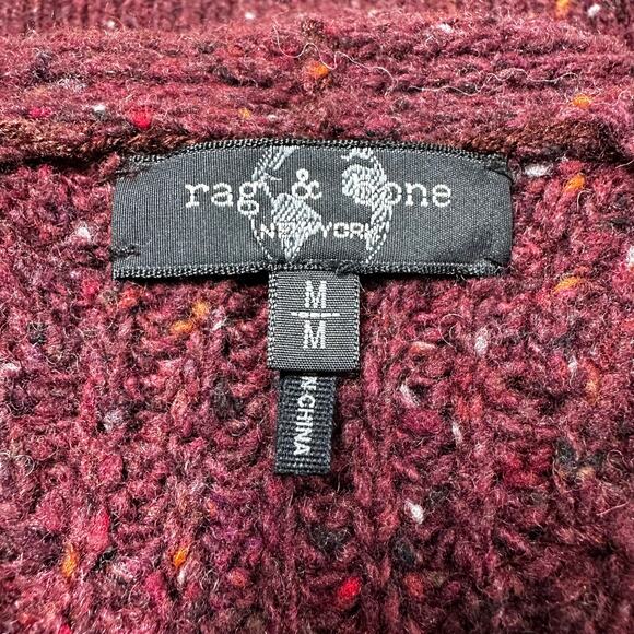 Rag & Bone NWOT Donegal Recycled Wool V Neck Sweater Size M Ribbed Knit Purple - Picture 6 of 10